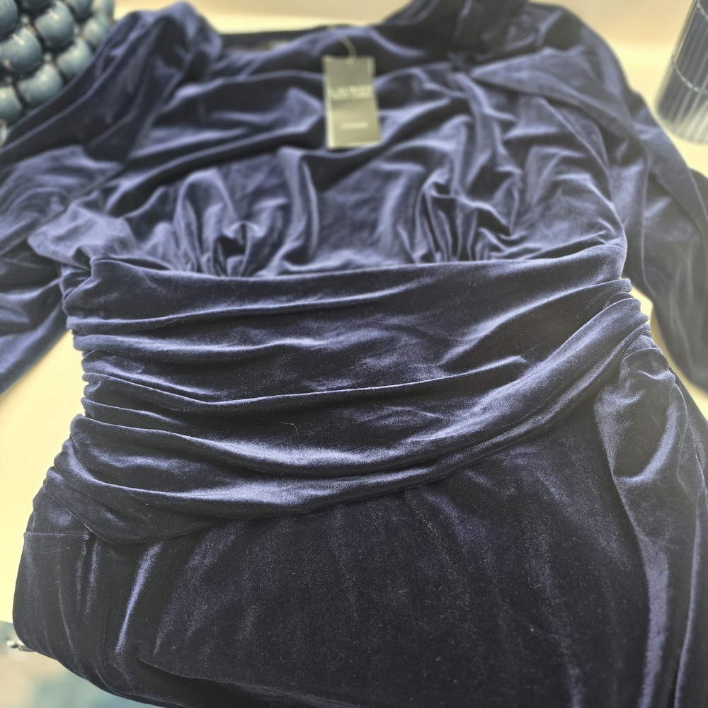 Ralph Lauren Navy Blue Velvet Dress. NWT! - Picture 12 of 12